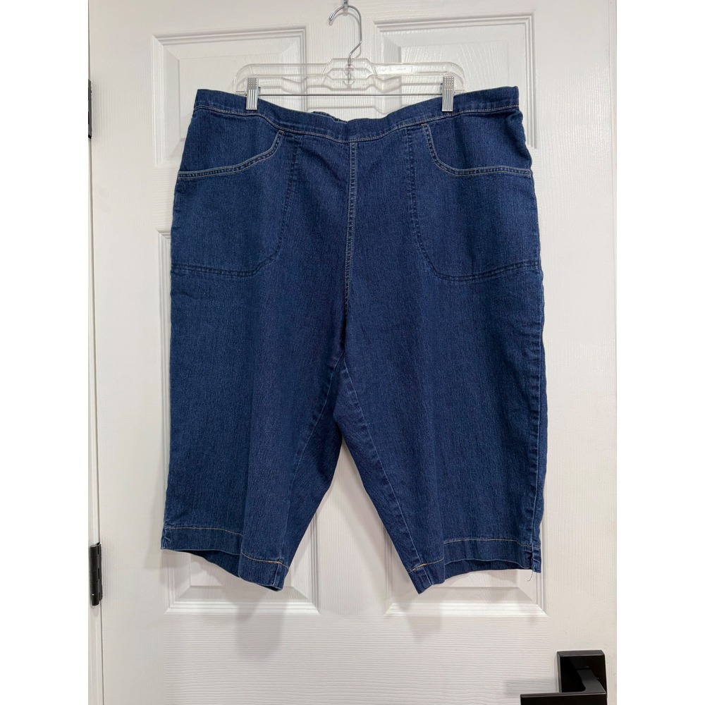 Just My Size Womens 3X Blue Denim Bermuda Shorts Elastic Waist JMS2016D2